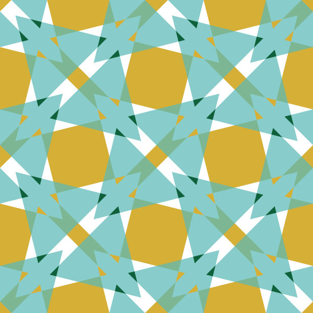 蓝绿几何六边形无缝图案