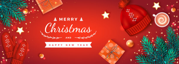 冬季雪景圣诞装饰背景图