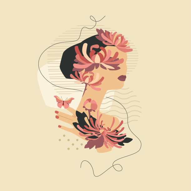 中式优雅女性插画海报