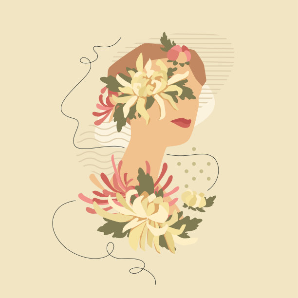 中式优雅女性插画海报