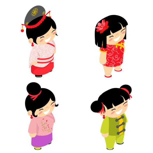 中国风旗袍女孩插画