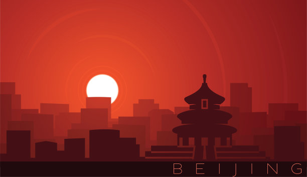 北京朝阳城市剪影