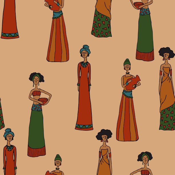 红衣图案优雅美人