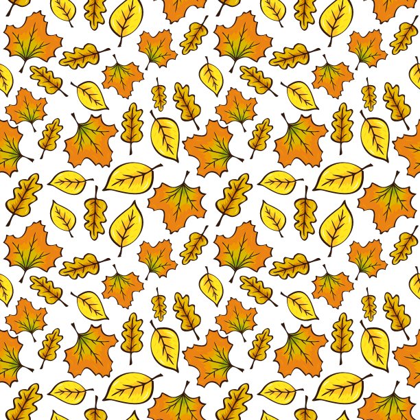 多彩枫叶无缝图案矢量背景