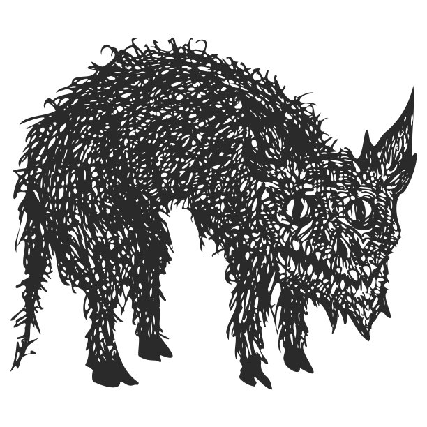 黑白卡通小怪兽