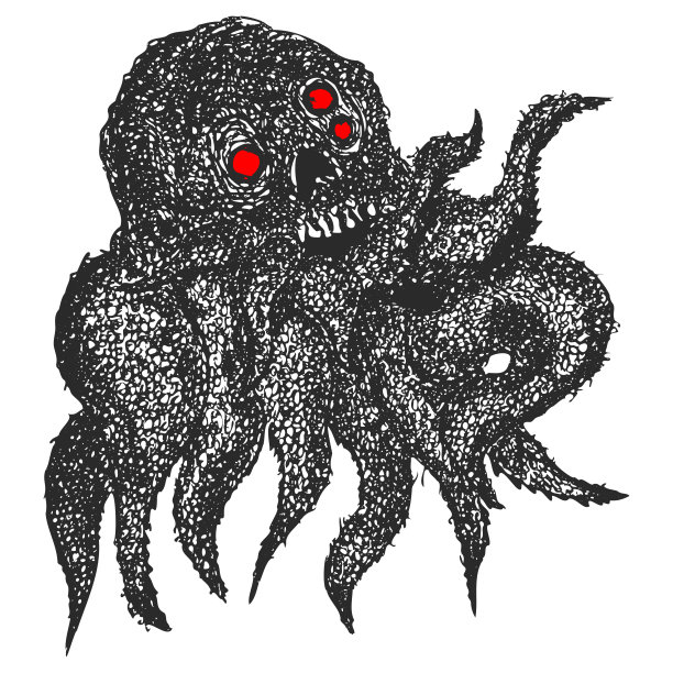 黑白卡通小怪兽