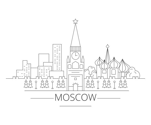 俄罗斯标志建筑线稿