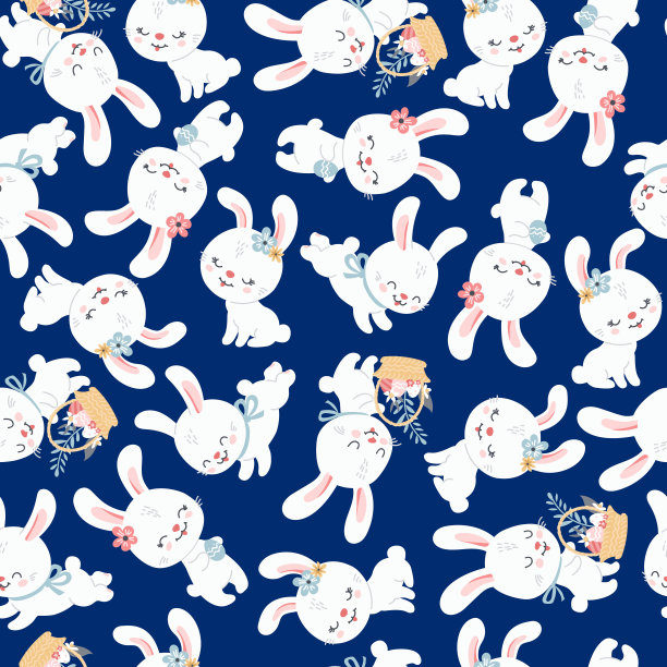 可爱小花兔卡通插画