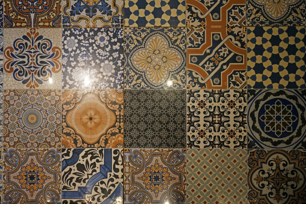 蓝调几何图案无缝背景