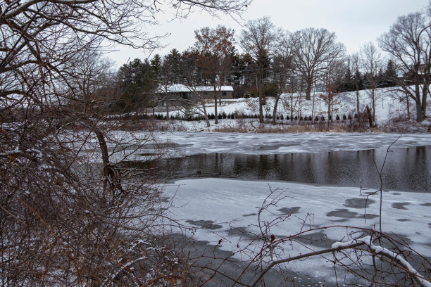 冰雪覆盖的池塘