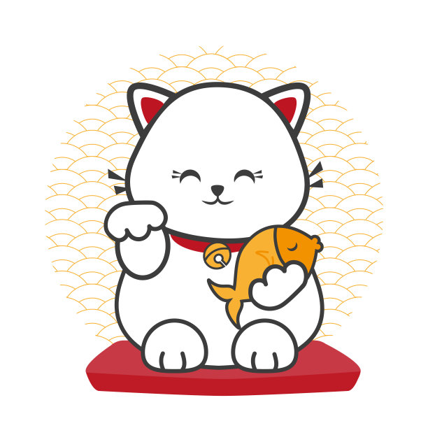 白色卡通日系招财猫