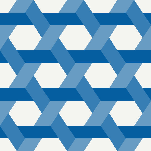 蓝绿几何六边形无缝图案