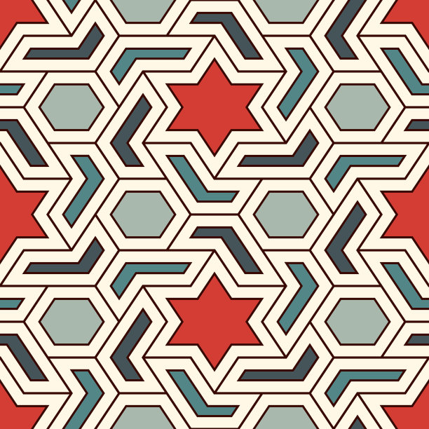 蓝绿几何六边形无缝图案