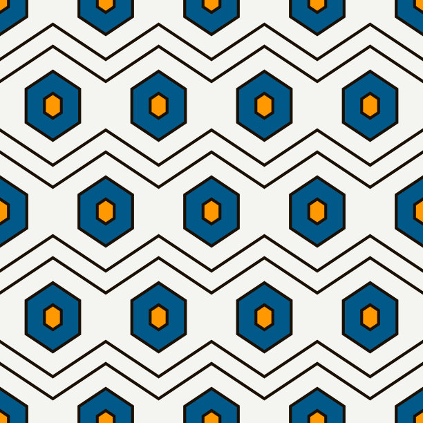 蓝绿几何六边形无缝图案