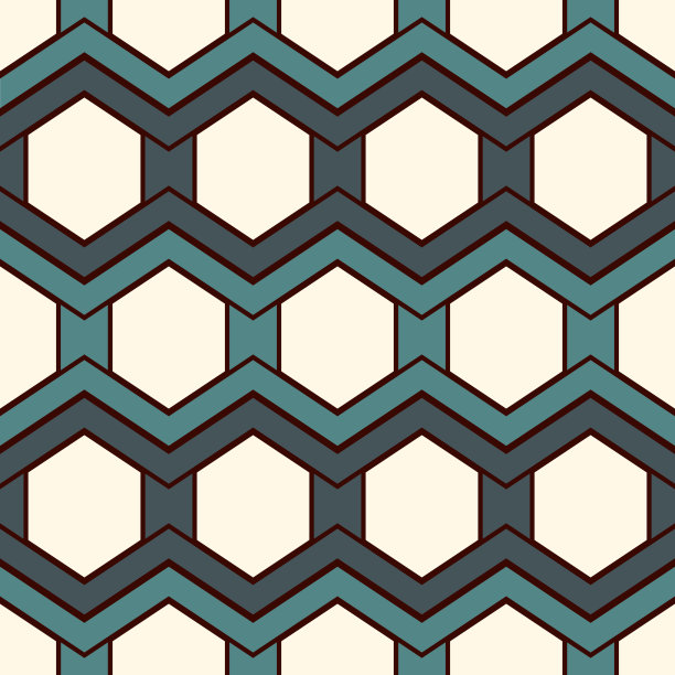 蓝绿几何六边形无缝图案