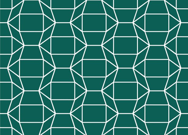蓝绿几何六边形无缝图案