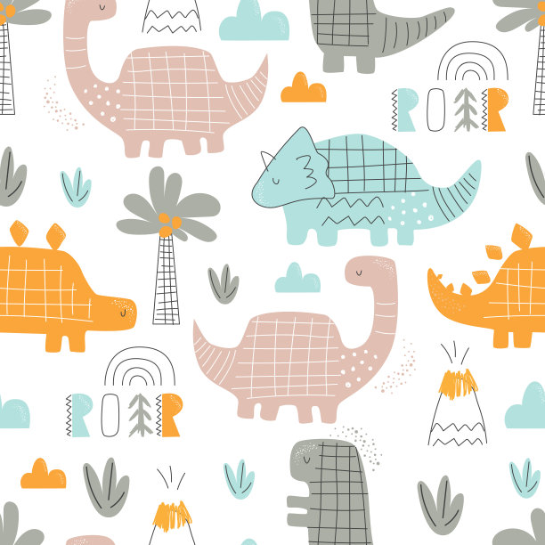 抽象卡通恐龙图案