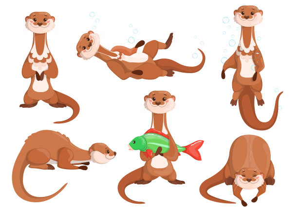 可爱水獭卡通图案背景