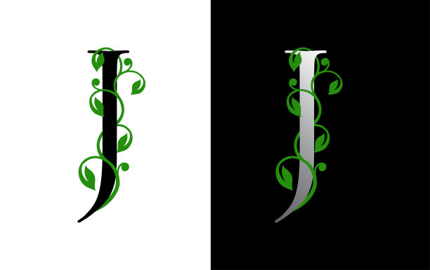 字母j酒店标志,绿叶logo
