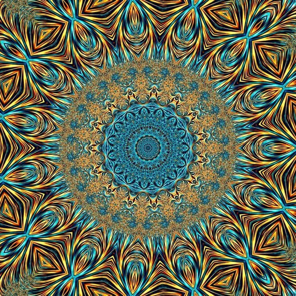 多彩几何花卉拼接图案