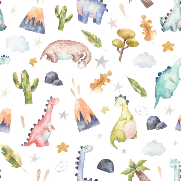 抽象卡通恐龙图案