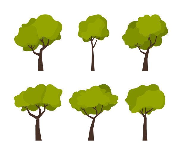 简约风格卡通树木插画