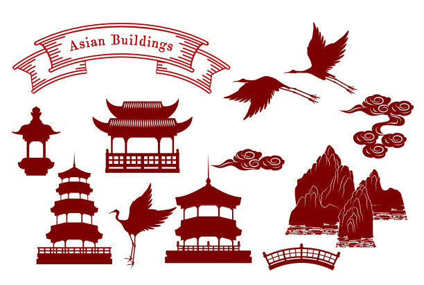 玉兰花水墨山水画