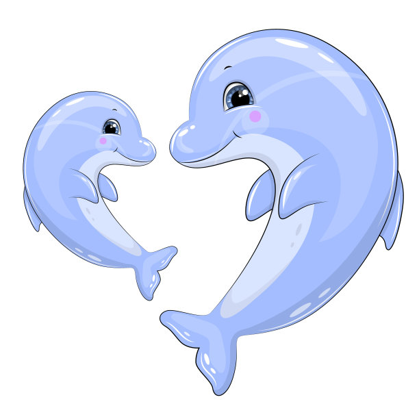 海豚妈妈插画
