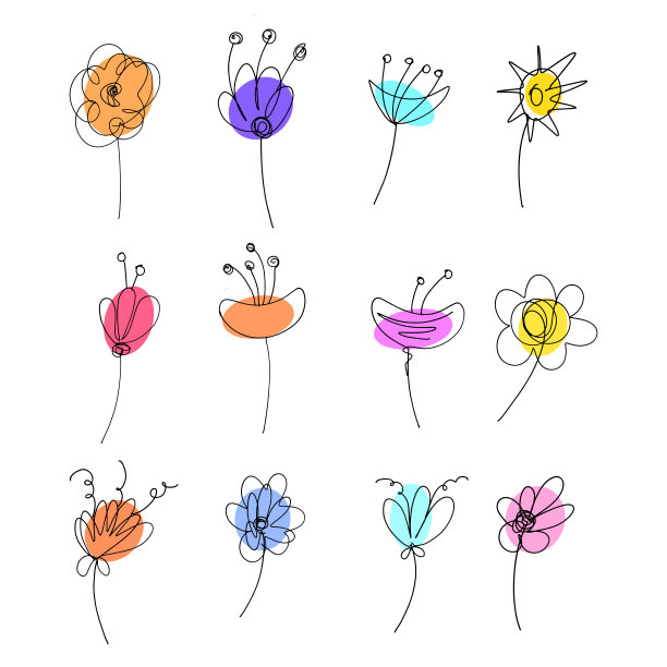 蓝白几何花朵无缝图案