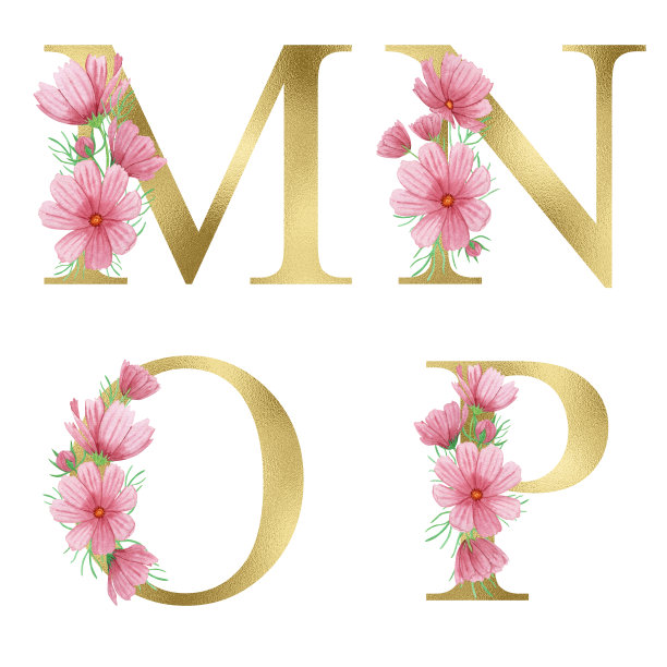 字母花卉组合