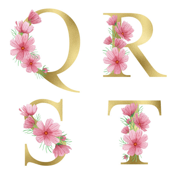 字母花卉组合