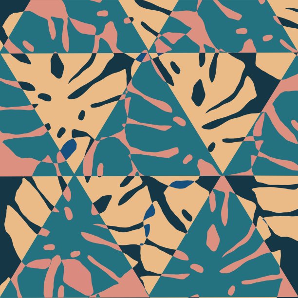 清新蓝绿棕榈叶图案背景