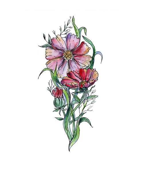 华丽的,水彩画颜料,纹身