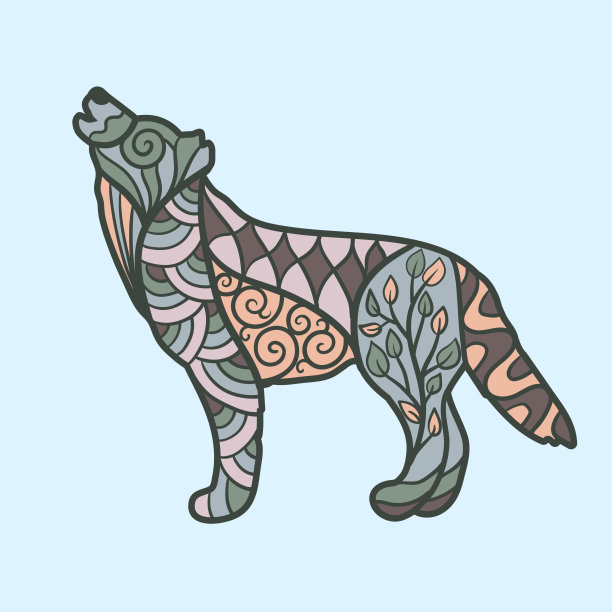 狼线条画