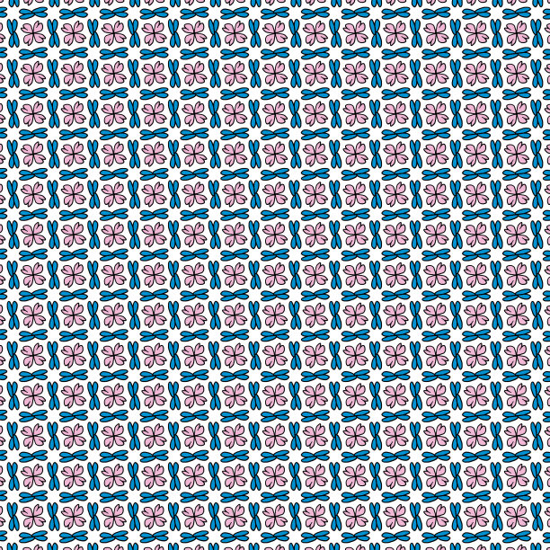 蓝绿几何六边形无缝图案