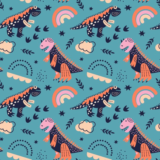 抽象卡通恐龙图案