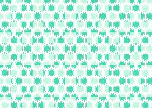 蓝绿几何六边形无缝图案
