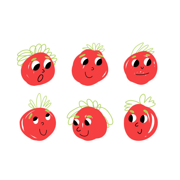 卡通西红柿,可爱小番茄