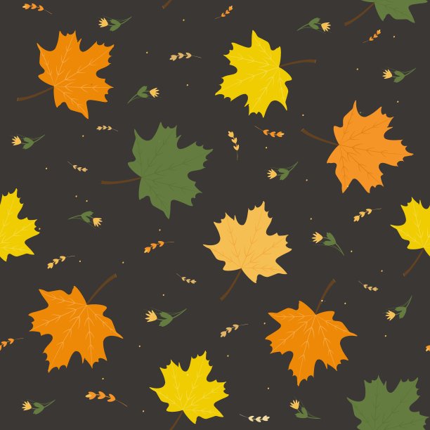 多彩秋季枫叶无缝图案