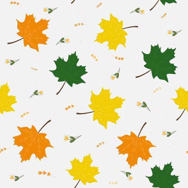 多彩枫叶无缝图案矢量背景