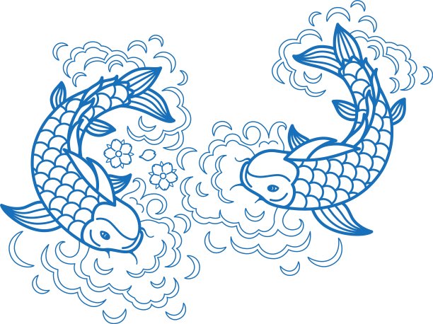 中国风蓝色鲤鱼