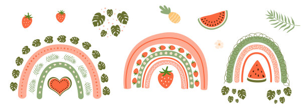 可爱矢量度假元素绿色