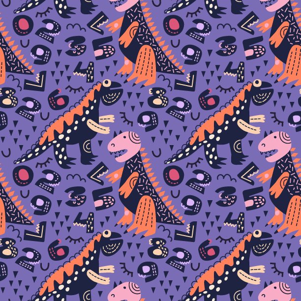 抽象卡通恐龙图案