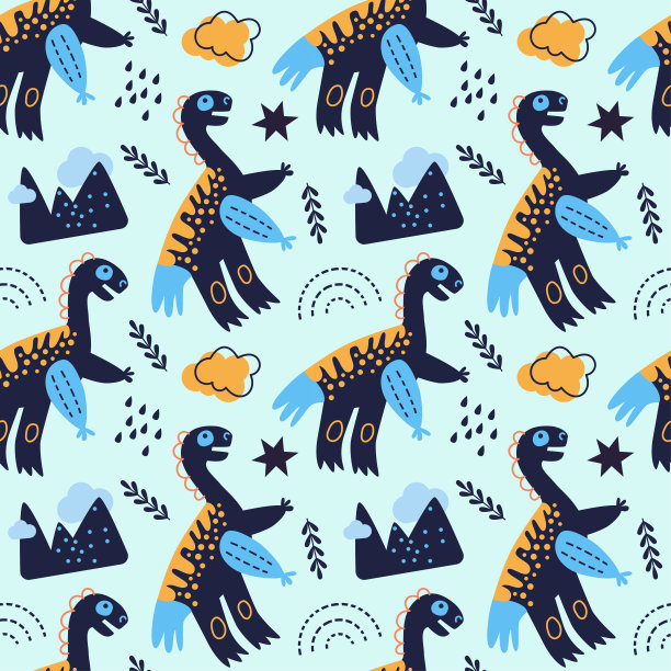 抽象卡通恐龙图案