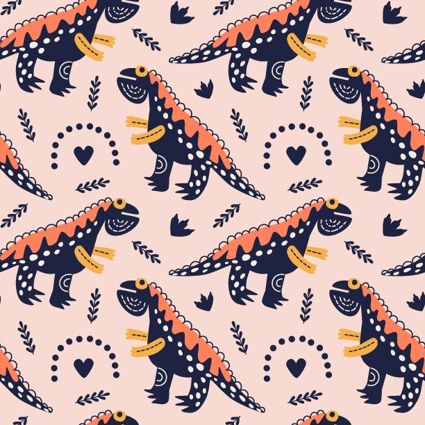 抽象卡通恐龙图案