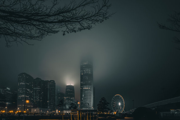 香港城市背景剪影素材