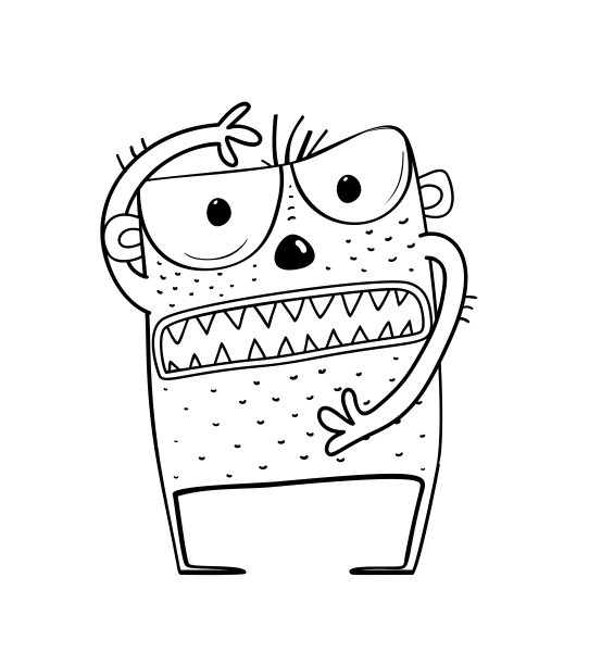 黑白卡通小怪兽