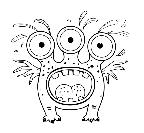 黑白卡通小怪兽