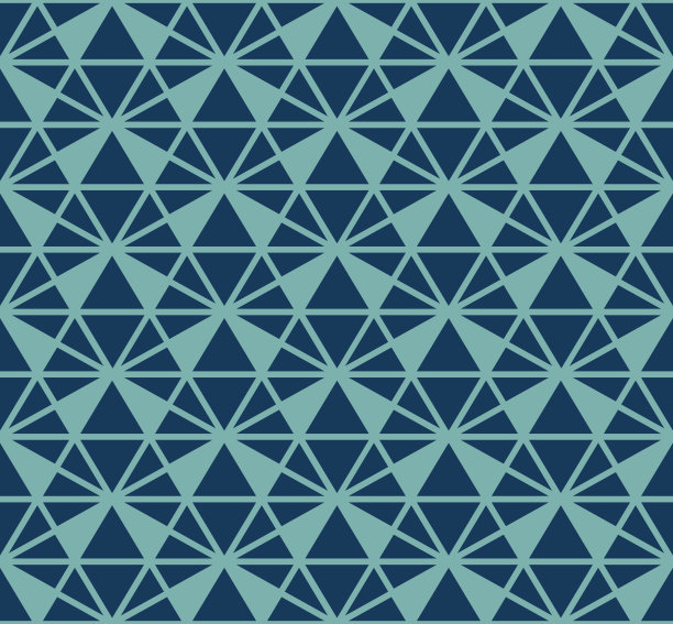 蓝绿几何六边形无缝图案