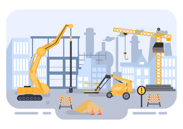 卡通建筑工地